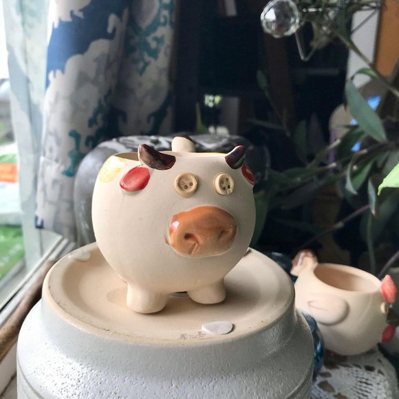 Clay Animal Planters with Button Eyes ~ Handmade - Picture 6 of 10